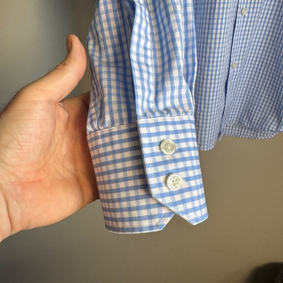 Boss Hugo Boss Men's Gingham Check Long Sleeve Button Up Shirt Blue‎ 41(16) - Picture 2 of 15